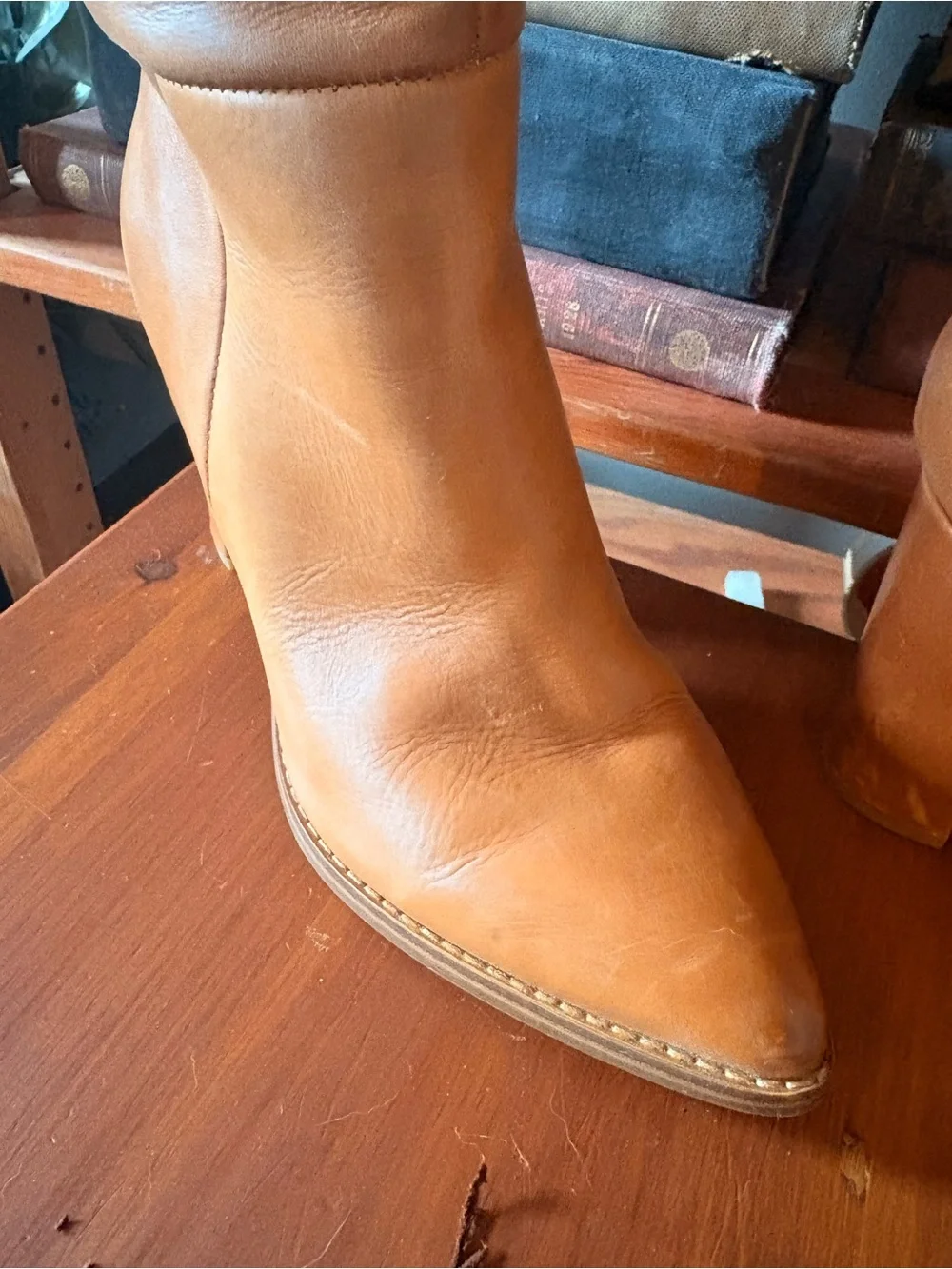 Nine West Tall Leather Brixie Boots in Tan
